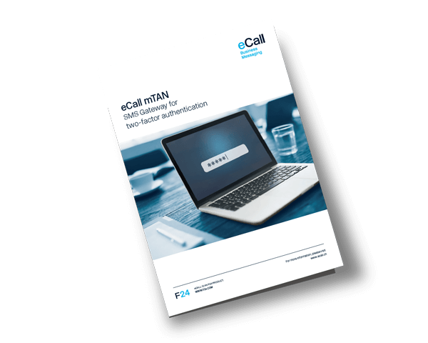 Preview of the eCall brochure: mTAN (SMS Gateway for two-factor authentication)