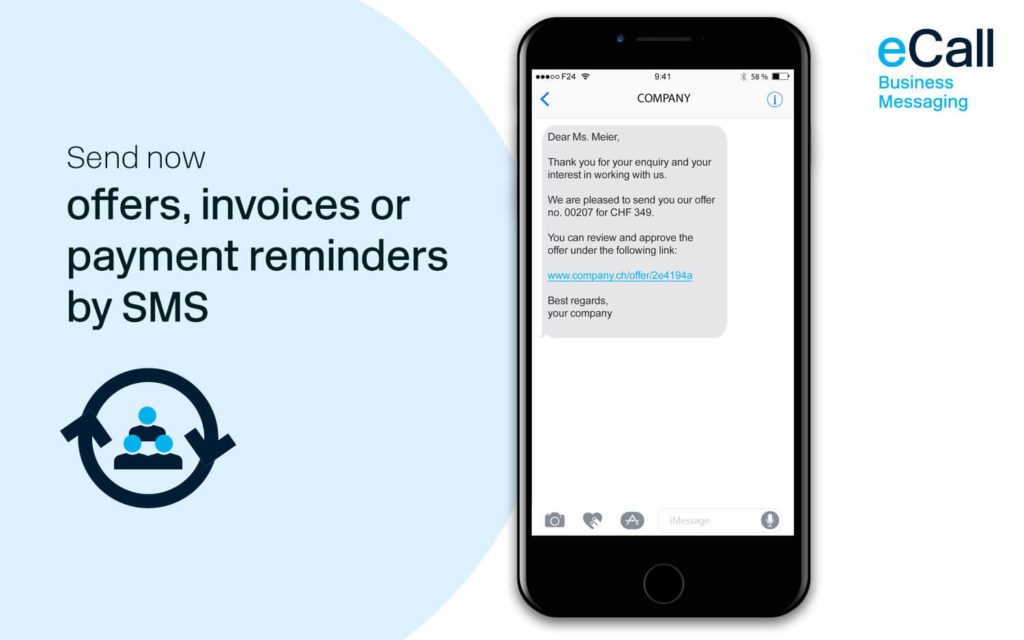 eCall and bexio: offers, invoices and payment reminders by SMS