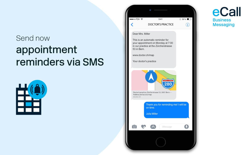 eCall and bexio: appointment reminders via SMS