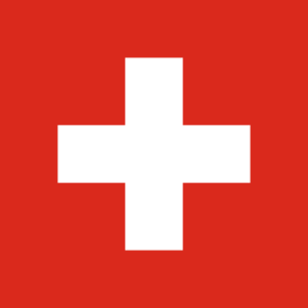 Die Flagge der Schweiz: ein weißes Kreuz in der Mitte eines quadratischen roten Hintergrunds.